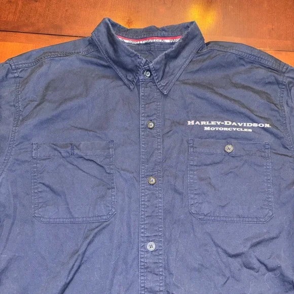 Harley Davidson Motorcycles | Mens XL | Short Sleeve Mechanics Work Shirt - Picture 6 of 15